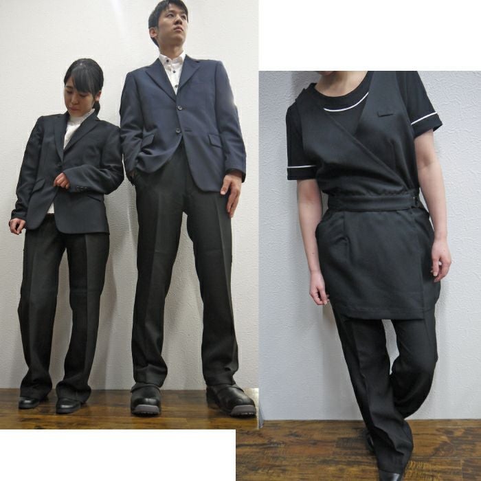 黒パンツ スラックス ズボン 男女兼用 両脇ゴム GV7501 メンズ