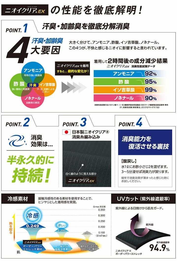 メール便送料無料※代引不可】消臭 長袖インナーウェア パワーサポート