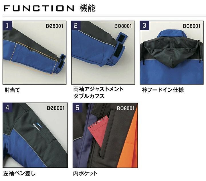 冷凍倉庫用防寒コート BO8001 サンエス 防寒服 防寒着 作業服 作業着
