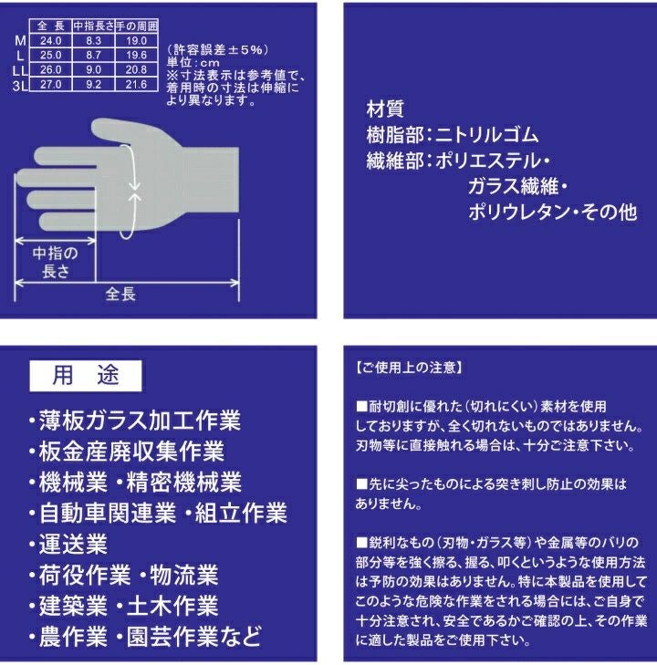 3双セット】耐切創手袋 ニトリル 耐切創レベル5 ラフタージャパン LGT