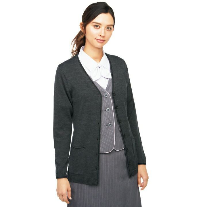 事務服ロングカーディガンEWG317EWG-317年間秋冬春夏女性用レディースオフィスウェア制服カーシーカシマKARSEEエンジョイenjoy