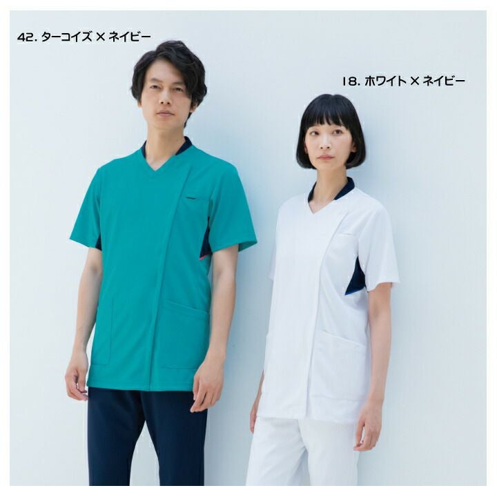 スクラブ 988 男女兼用 カゼン KAZEN Vネック メンズ レディース 動き
