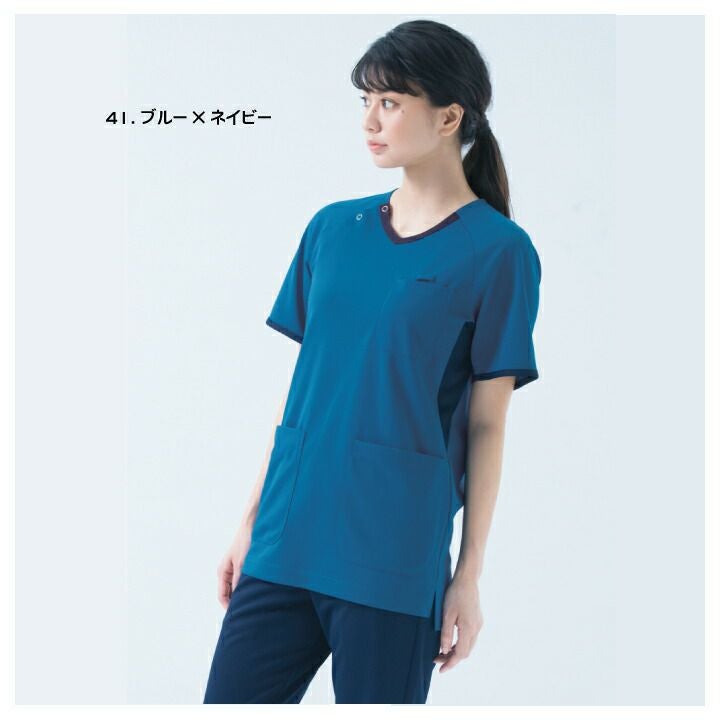 スクラブ 983 男女兼用 カゼン KAZEN Vネック メンズ レディース 動き
