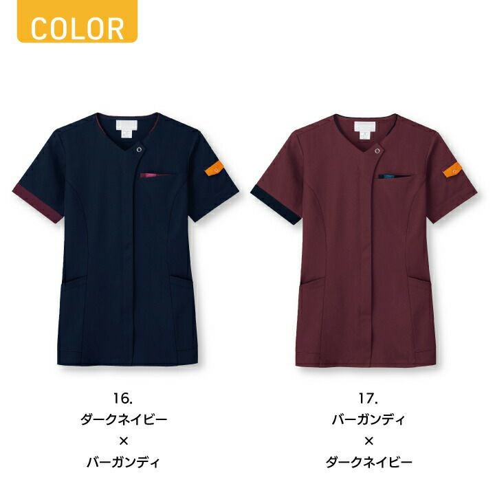 新品 FOLK スクラブ レディース M 2枚セット ネイビー 白衣 看護 介護 男女兼用ジップスクラブ 白衣 フォーク 7088SC ユニセックス 男女共用
